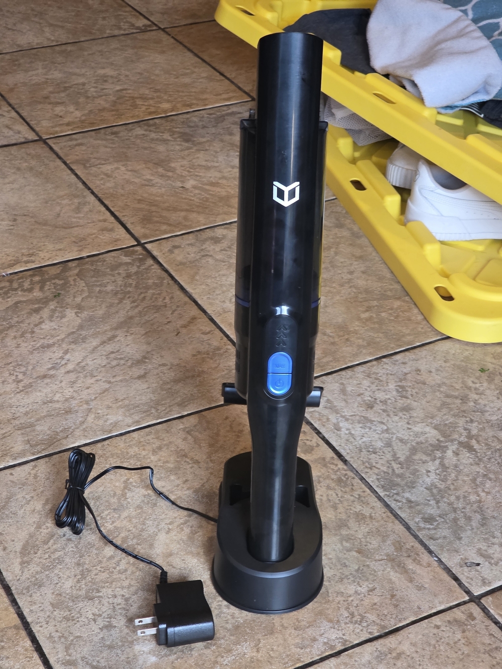 Cordless Handheld Vacuum Cleaner in Black with Blue Button